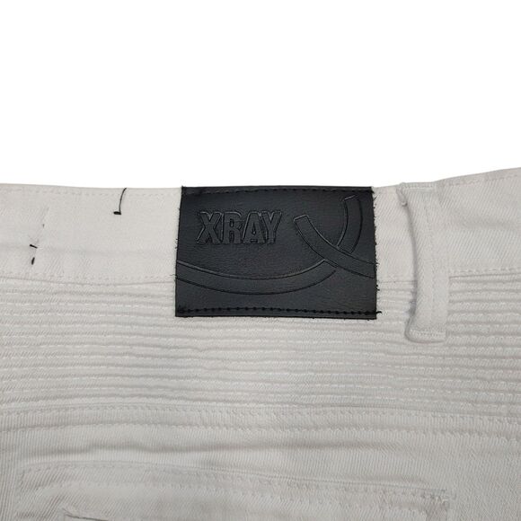 NWT X-ray Jeans White Denim Moto Shorts Mens Size 34 Style : Xms-9613 - Picture 14 of 16